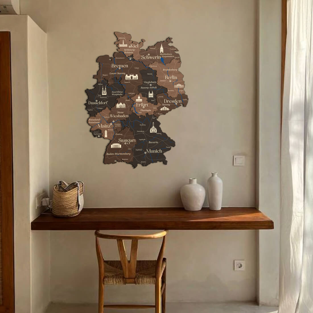 3D Germany Wooden Map - Cypress - JustLikeWood