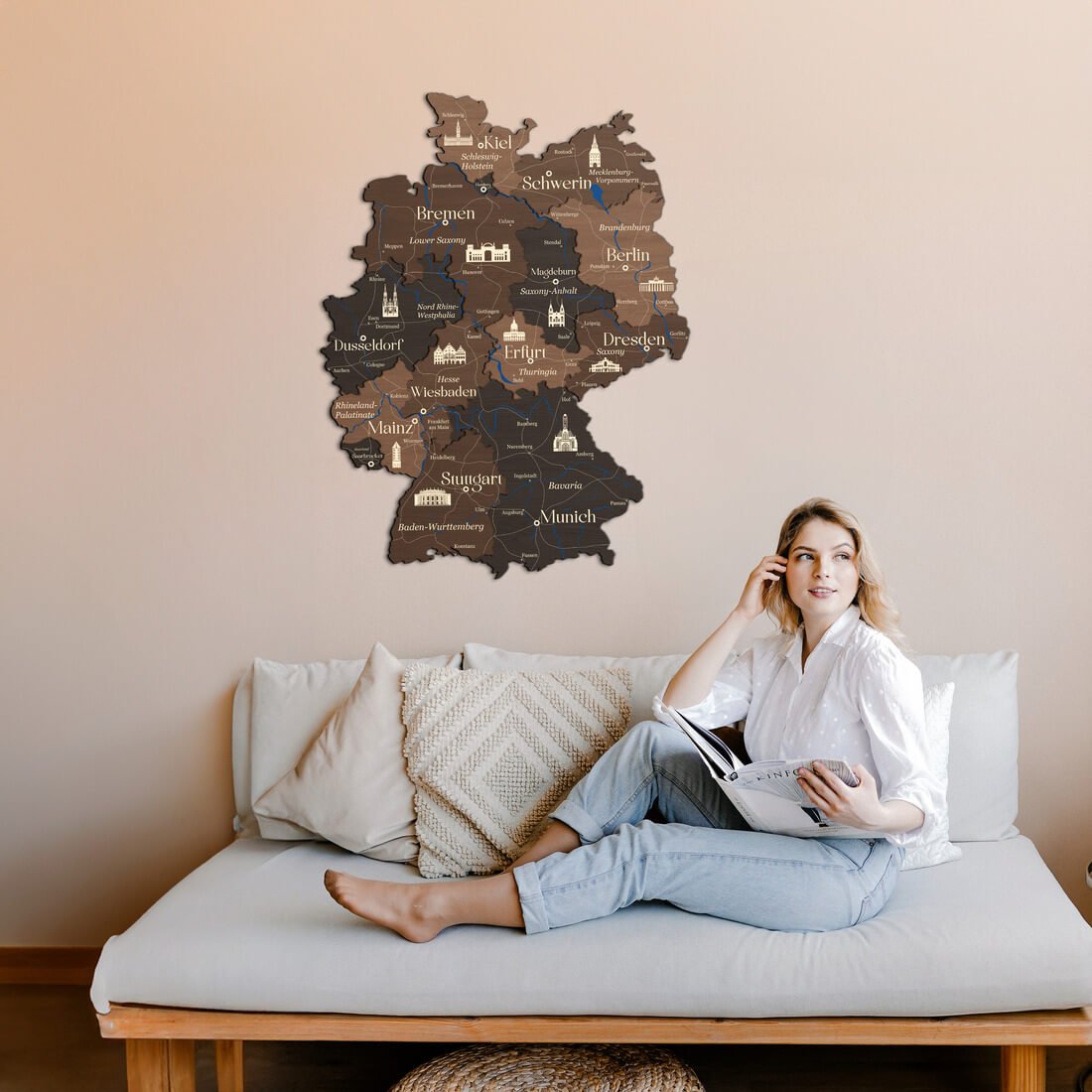 3D Germany Wooden Map - Cypress - JustLikeWood