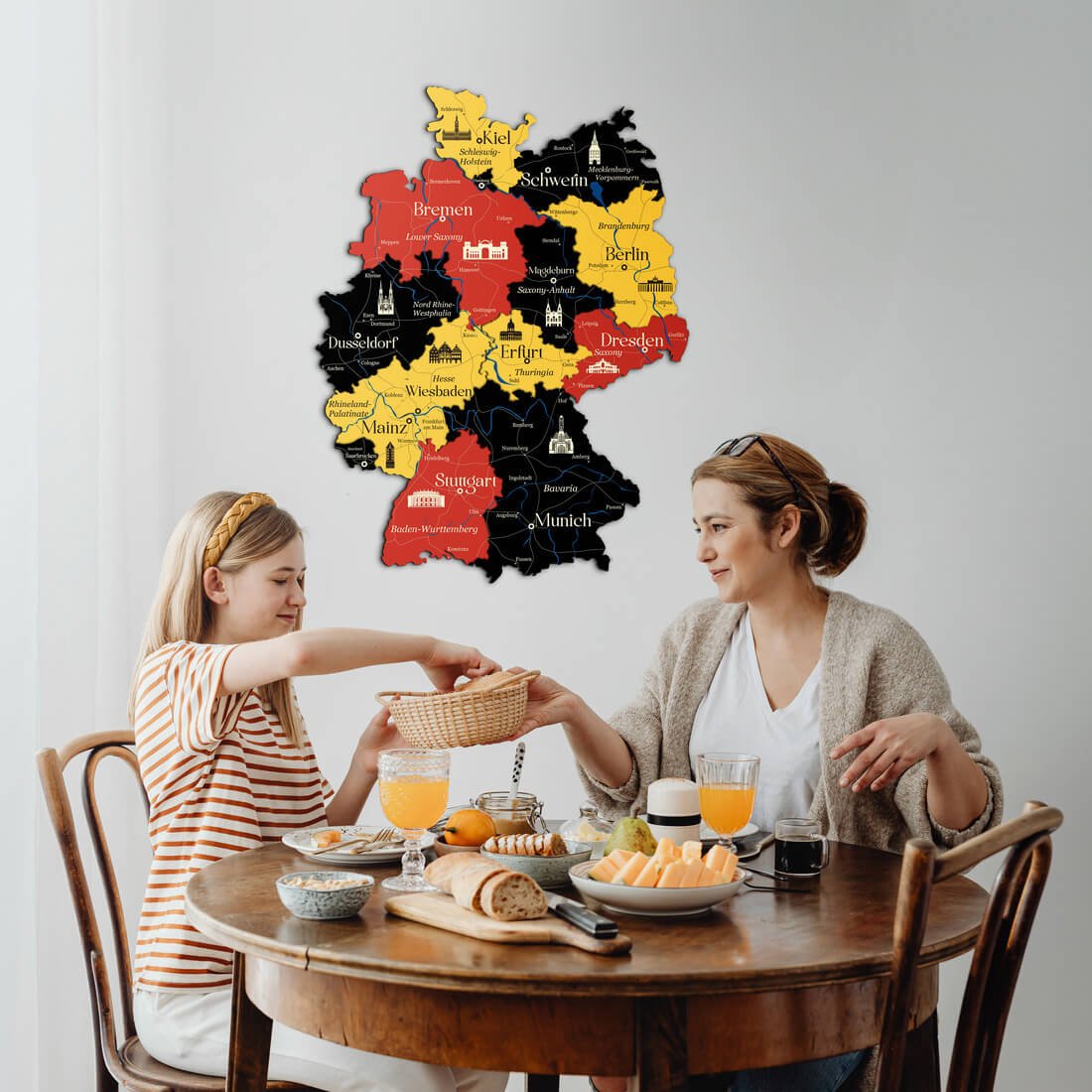 3D Germany Wooden Map - Flag Colors - JustLikeWood