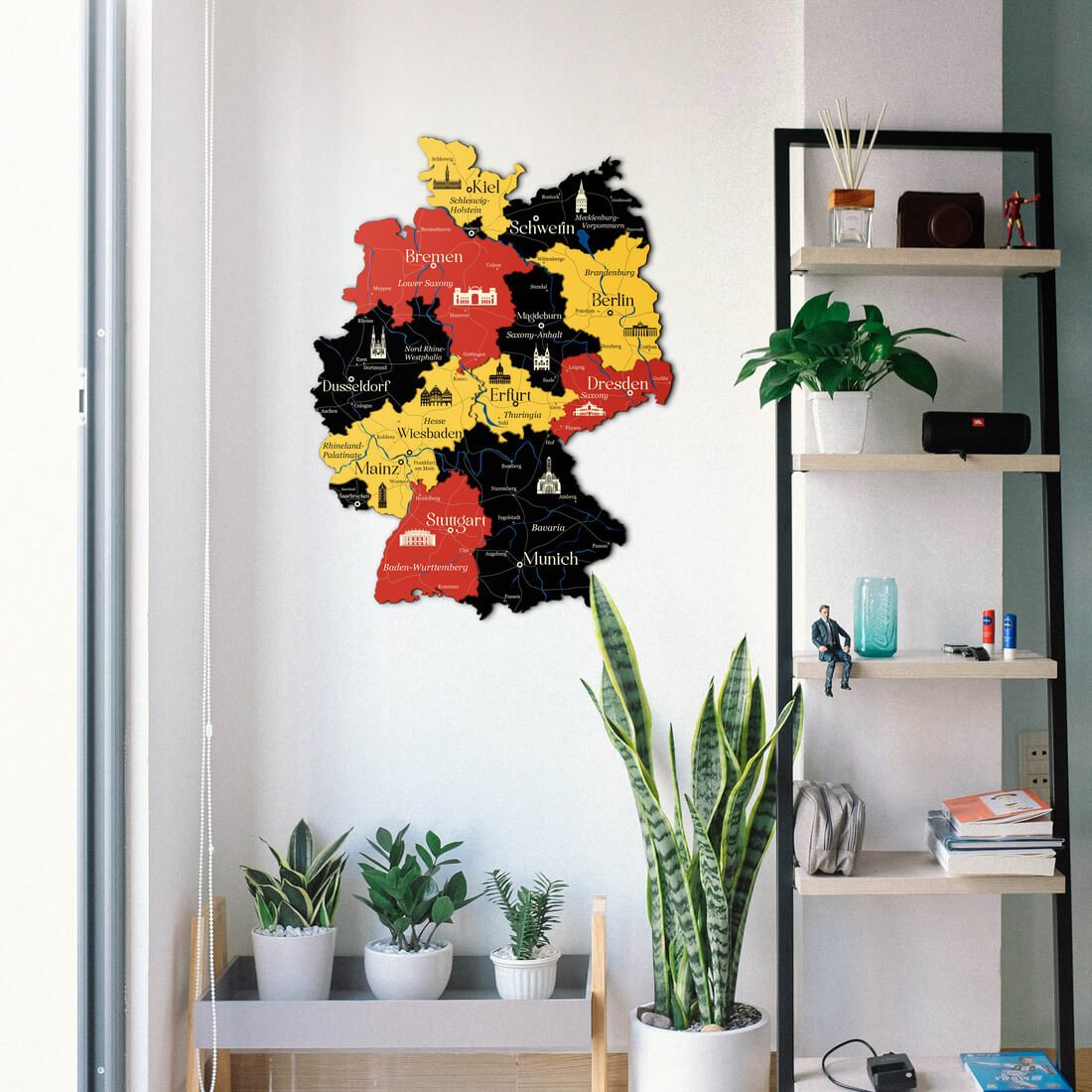 3D Germany Wooden Map - Flag Colors - JustLikeWood
