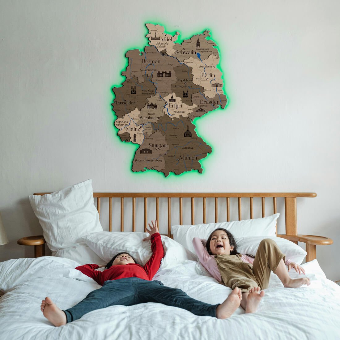 3D LED Germany Wooden Map - Terra - JustLikeWood