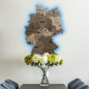 3D LED Germany Wooden Map - Terra - JustLikeWood