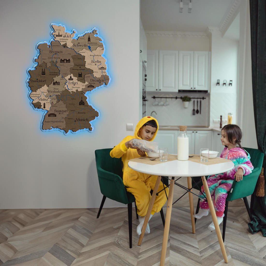 3D LED Germany Wooden Map - Terra - JustLikeWood