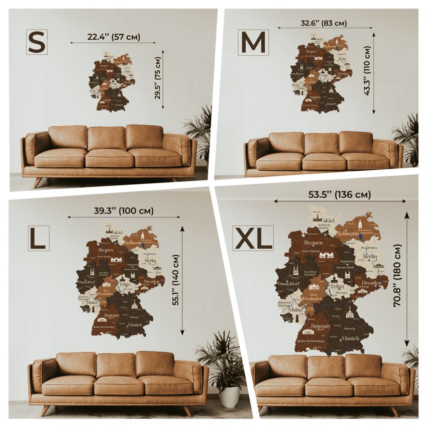 3D LED Germany Wooden Map - Walnut & Wenge - JustLikeWood