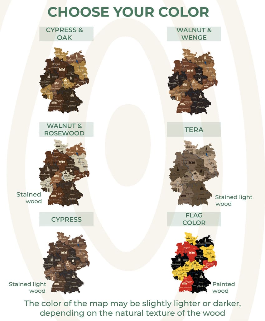 3D LED Germany Wooden Map - Walnut & Wenge - JustLikeWood