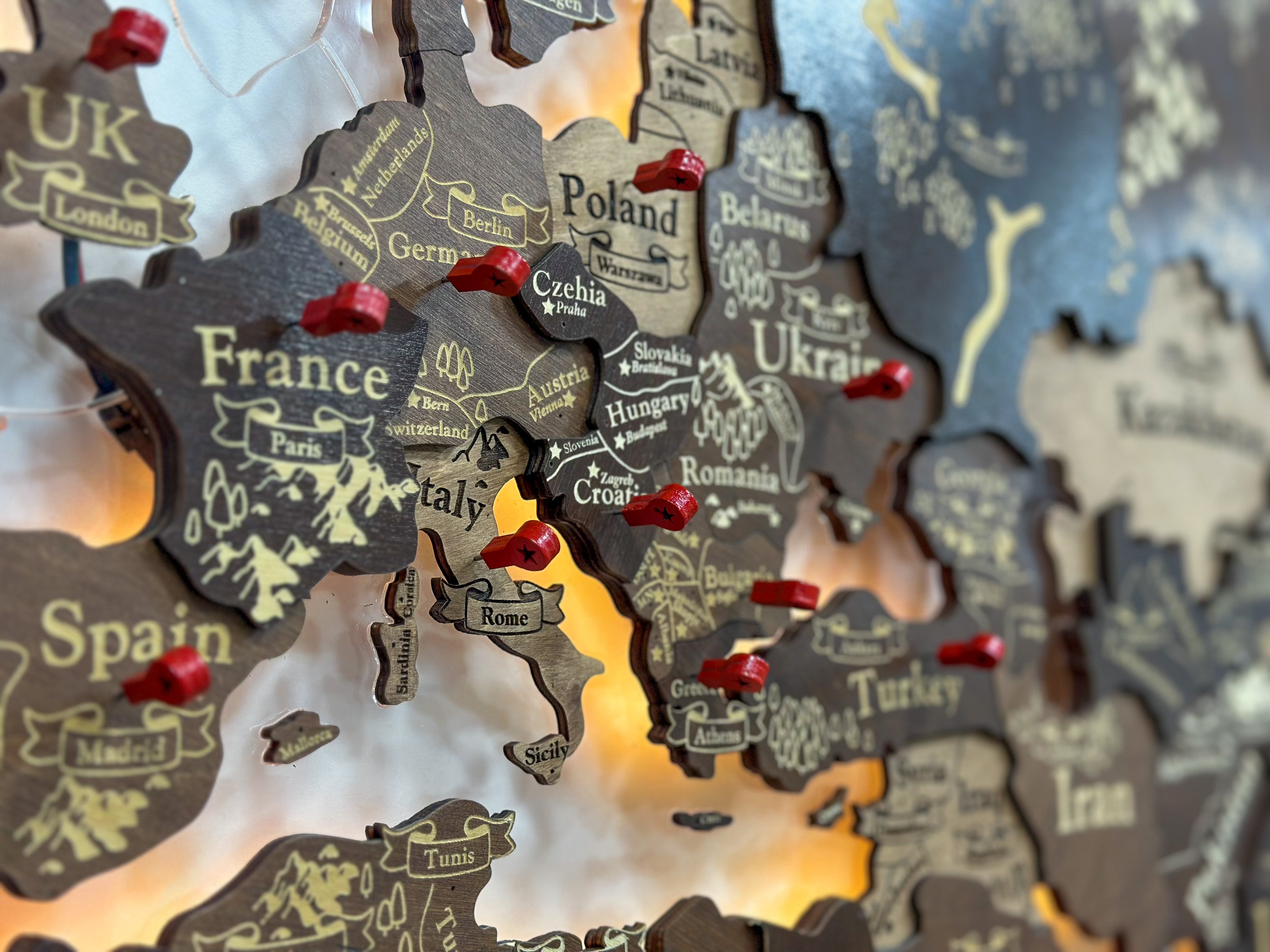 3D LED Perfect World – Cypress wooden map is more than just decor — it's an art piece that will become the heart of your home.