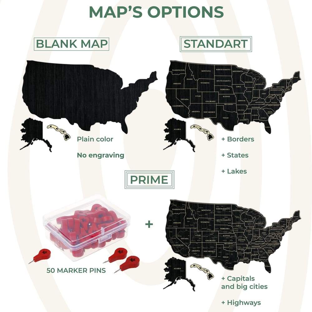 2D Map of USA - Black