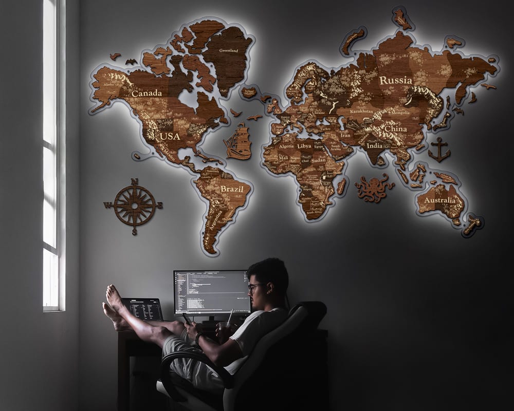3D LED Perfect World – Cypress wooden map is more than just decor — it's an art piece that will become the heart of your home.