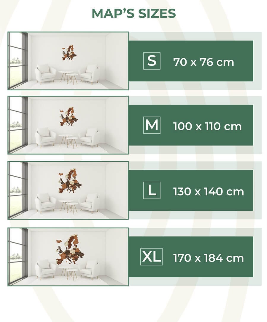 3D LED Europe Wooden Map - Cypress