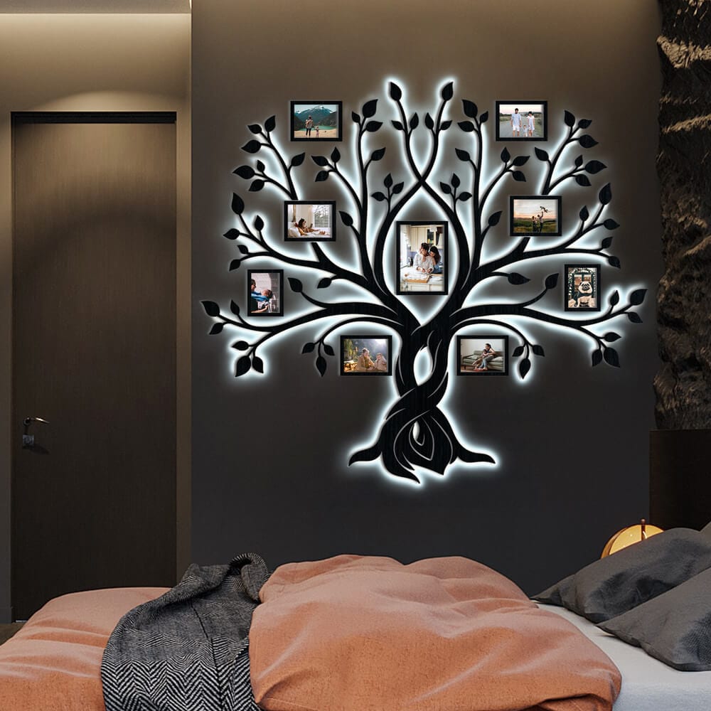 LED Family Tree β Forever | Where memories glow | LED backlight for warm, cozy evenings