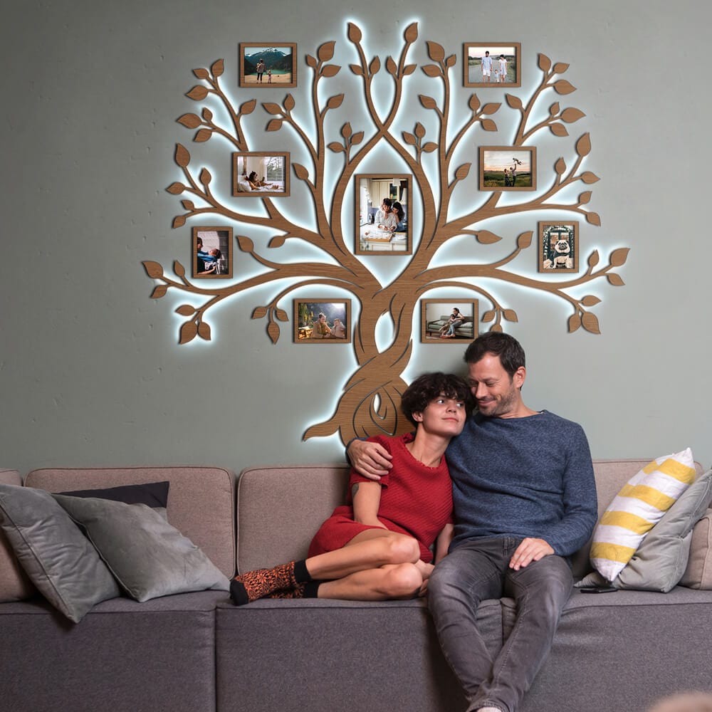 LED Family Tree β Forever | Where memories glow | LED backlight for warm, cozy evenings