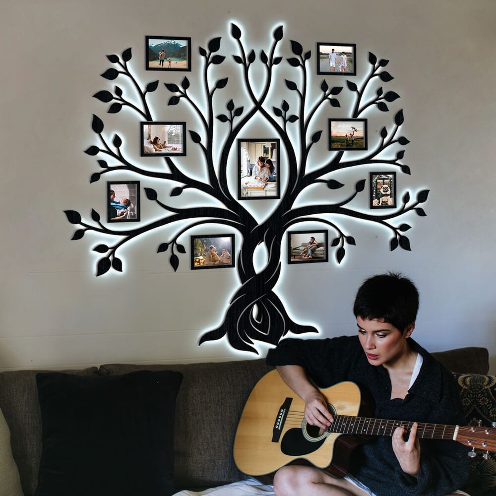 LED Family Tree β Forever | Where memories glow | LED backlight for warm, cozy evenings