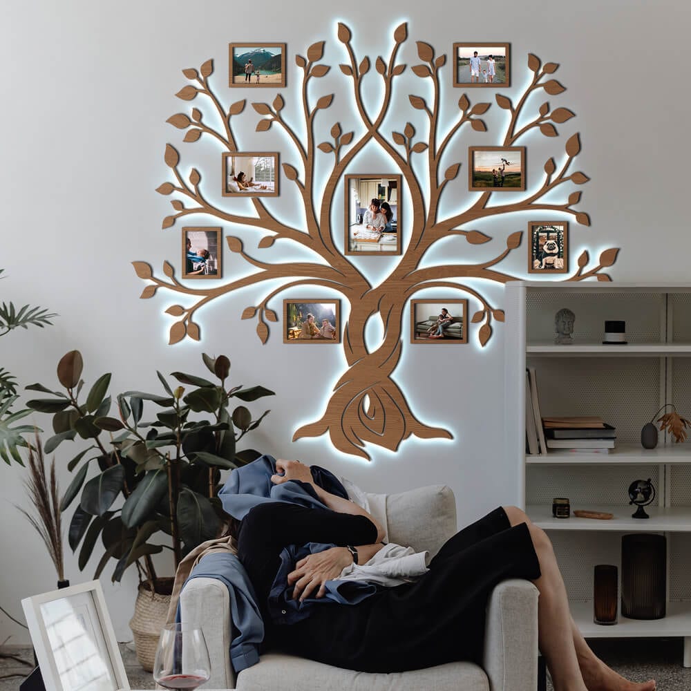 LED Family Tree β Forever | Where memories glow | LED backlight for warm, cozy evenings