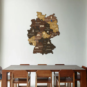 3D Germany Wooden Map - Oak & Cypress - JustLikeWood