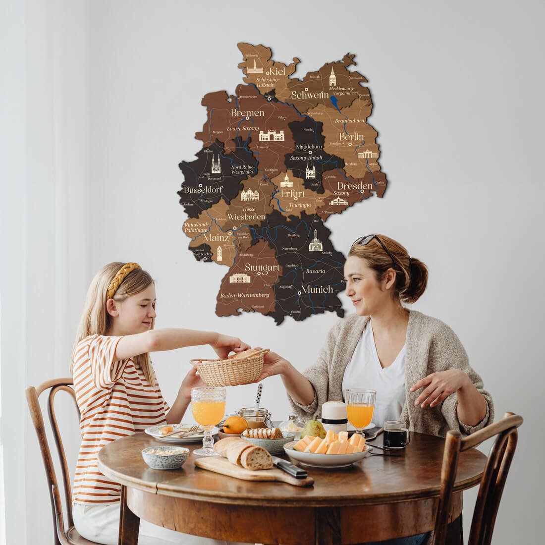 3D Germany Wooden Map - Walnut & Wenge - JustLikeWood