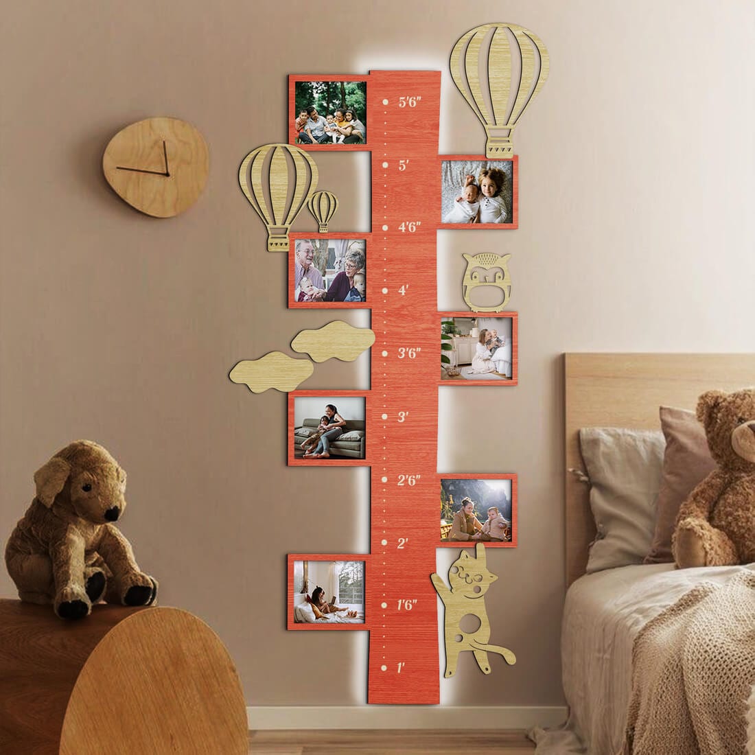 LED Kid`s Growth Charts with Photo Frames