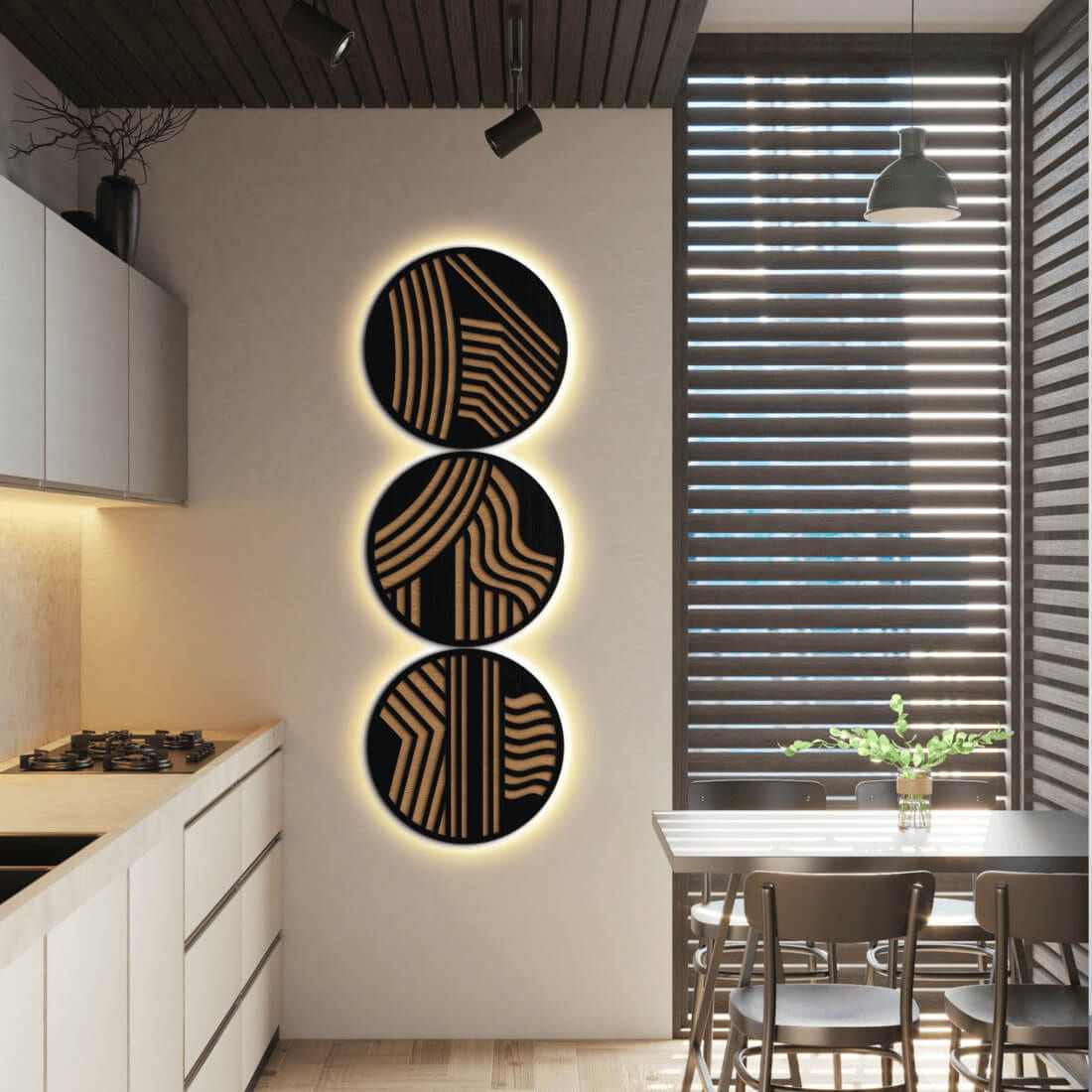 LED Wall Art Decor - Circle triptych