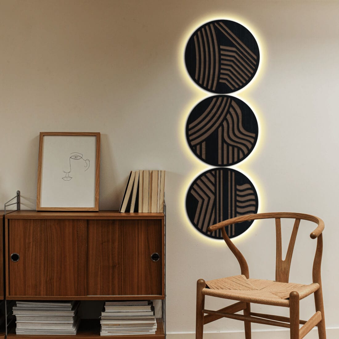 LED Wall Art Decor - Circle triptych