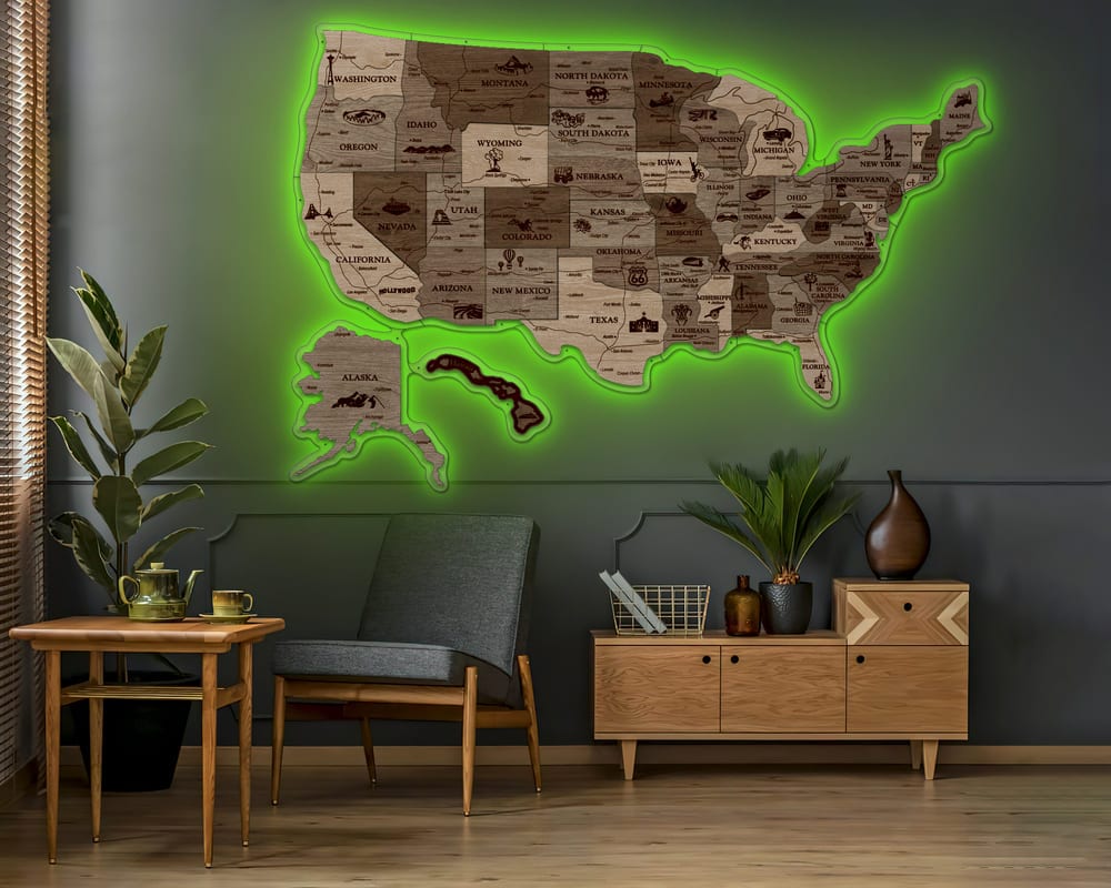 3D LED Map of USA Prime - Terra