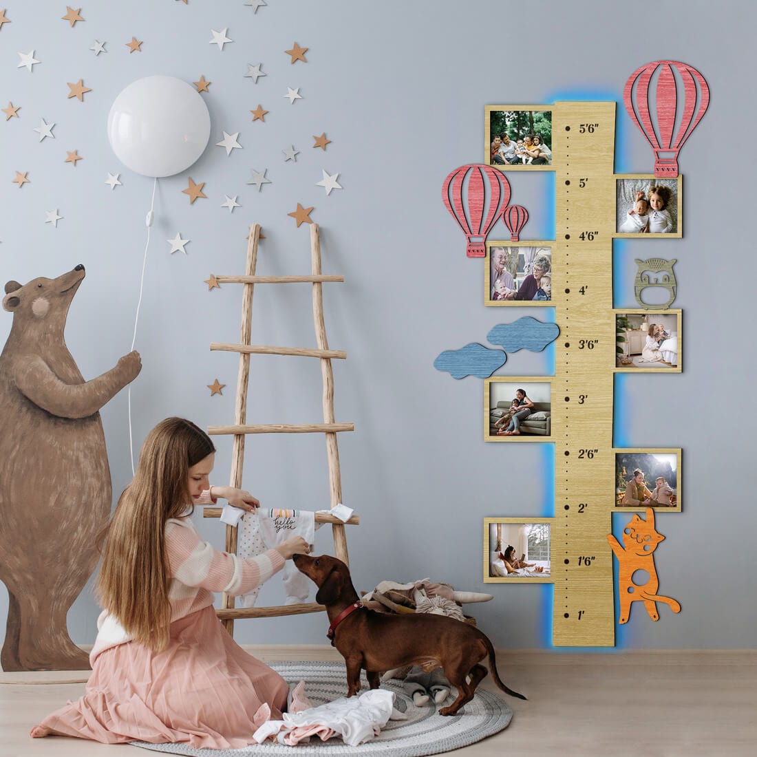 LED Kid`s Growth Charts with Photo Frames