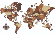 Load image into Gallery viewer, 3D Wooden World Map (Standart) - Walnut &amp; Rosewood
