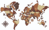 3D Wooden World Map (Standart) - Walnut & Rosewood