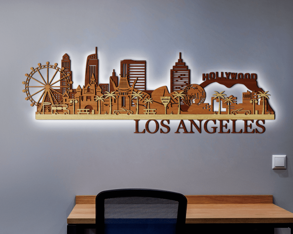 3D LED Wooden City - Los Angeles