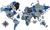 3D Wooden World Map (Perfect World) - Blue & Grey