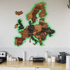 3D LED Europe Wooden Map - Walnut & Wenge