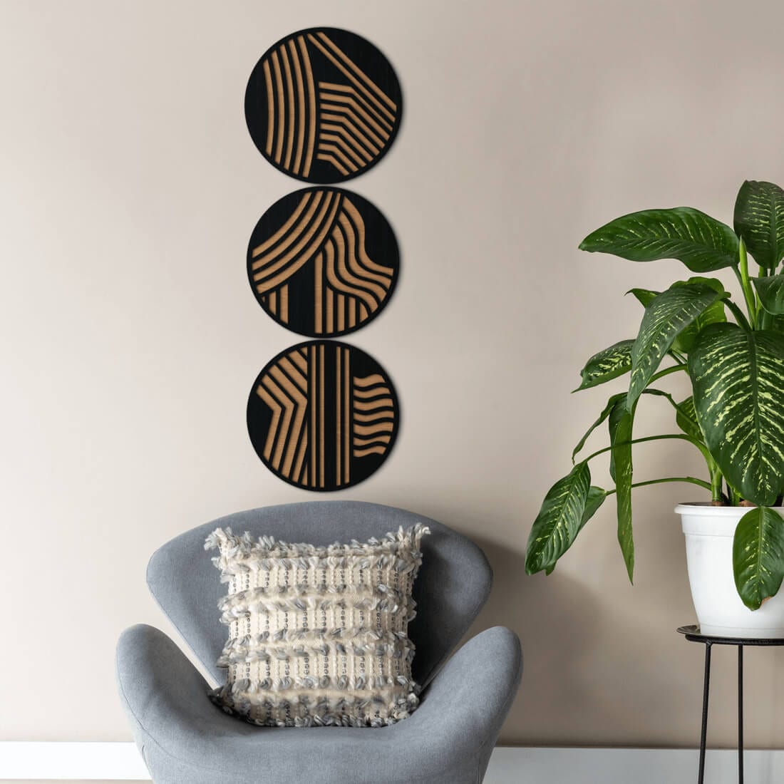 Wall Art Decor - Circle triptych