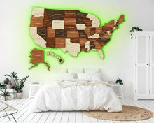 Load image into Gallery viewer, 3D LED Map of USA - Walnut &amp; Rosewood
