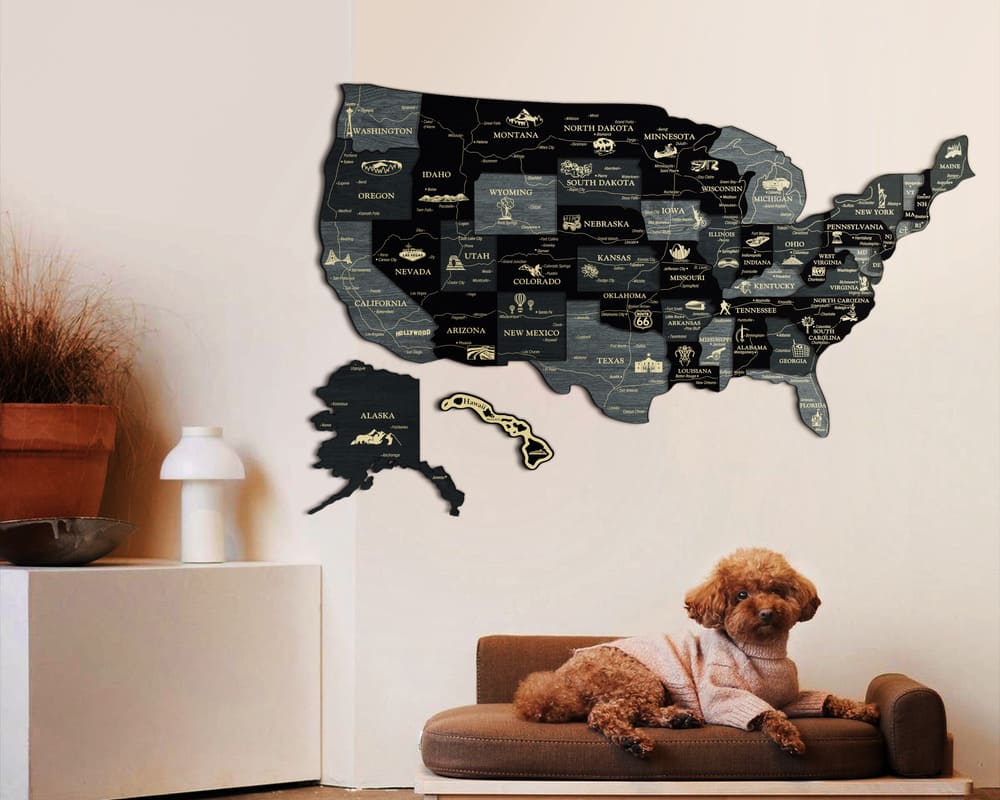 3D Map of USA Prime - Light Grey