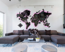 Load image into Gallery viewer, 3D LED Wooden World Map Standart - Dark Grey
