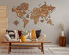 2D Wooden World Map (Perfect World) - Light Walnut