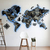 3D LED Wooden World Map Perfect World - Light Grey