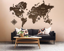 Load image into Gallery viewer, 2D Wooden World Map (Standart) - Dark Walnut
