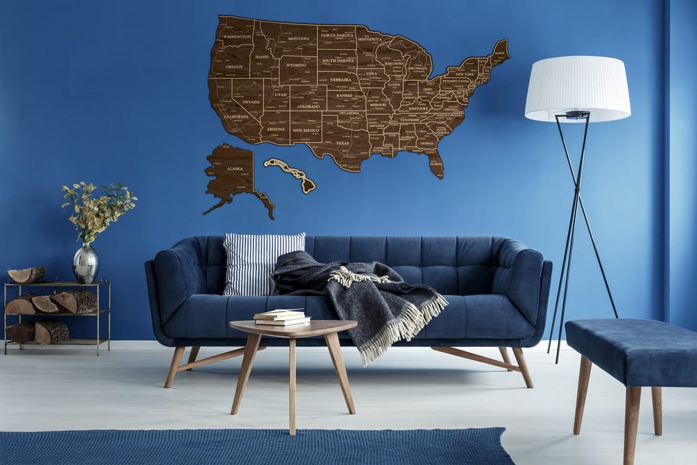 2D Map of USA - Dark walnut