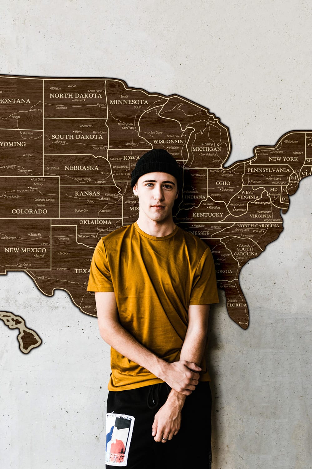 2D Map of USA - Dark walnut