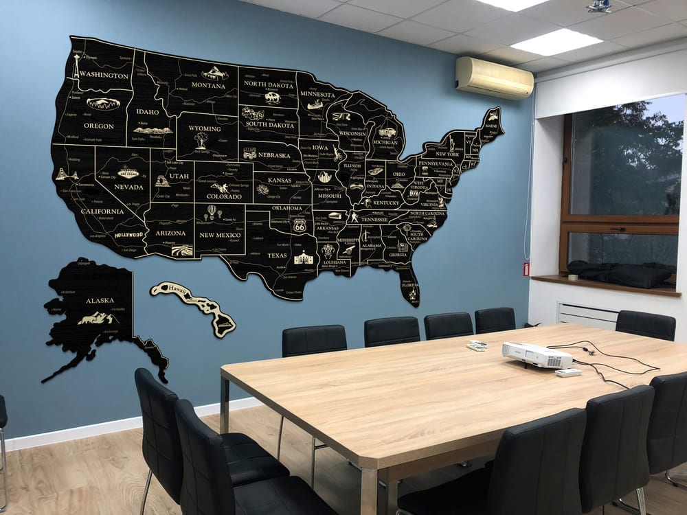 2D Map of USA Prime - Black