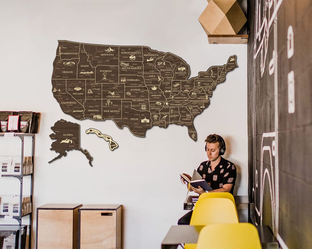 2D Map of USA Prime - Dark walnut