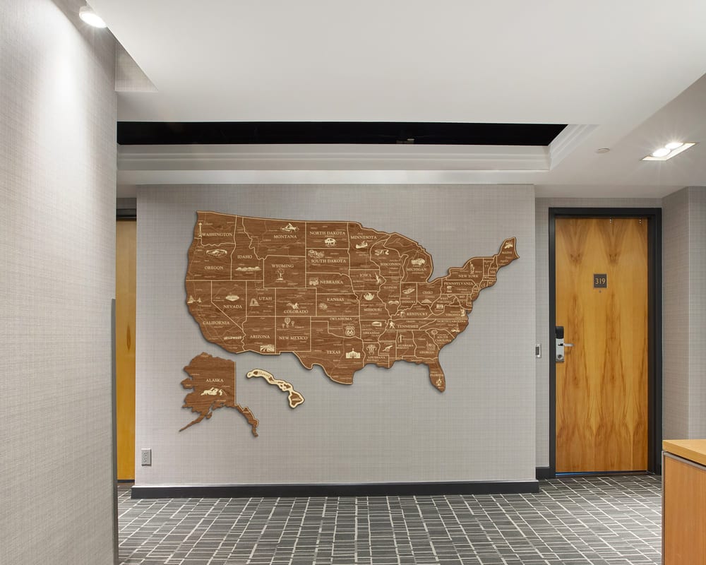 2D Map of USA Prime - Light walnut