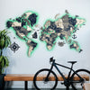3D LED Colored Wooden World Map (Perfect World) - Sapphire Blue