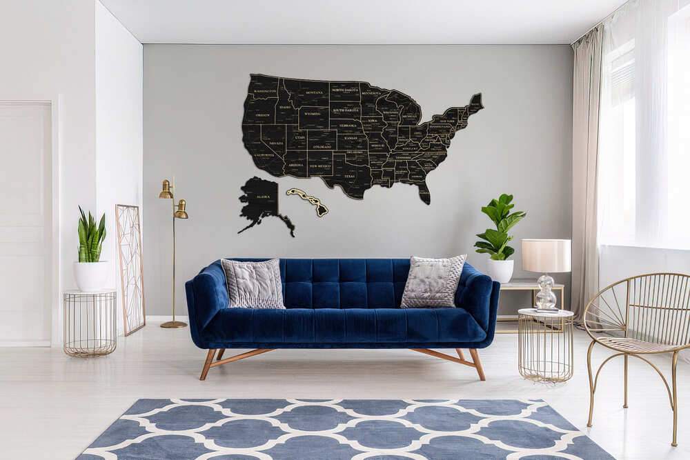 2D Map of USA - Black
