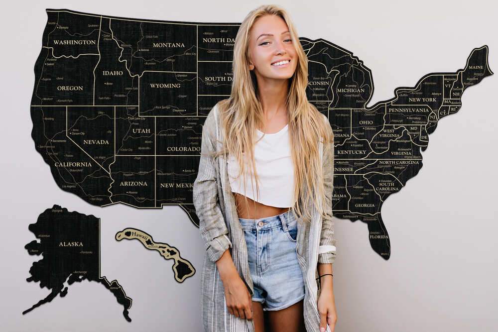 2D Map of USA - Black