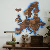 3D LED Europe Wooden Map - Cypress
