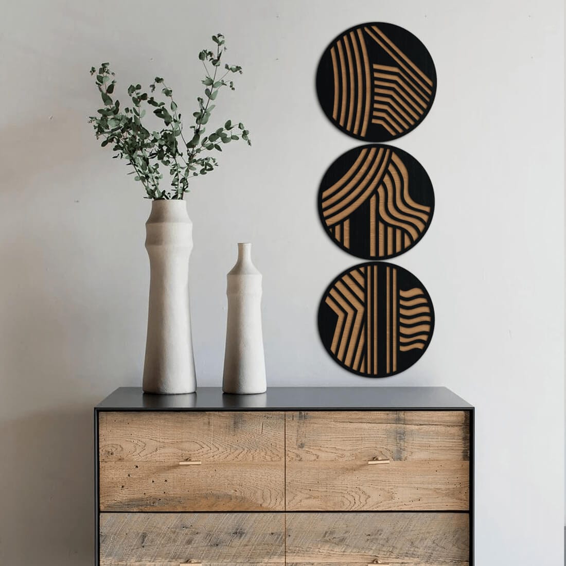 Wall Art Decor - Circle triptych