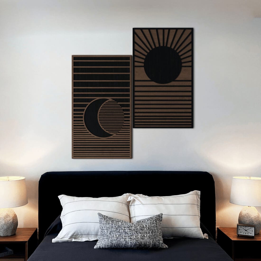 Wall Art Decor - Diptych moon and sun