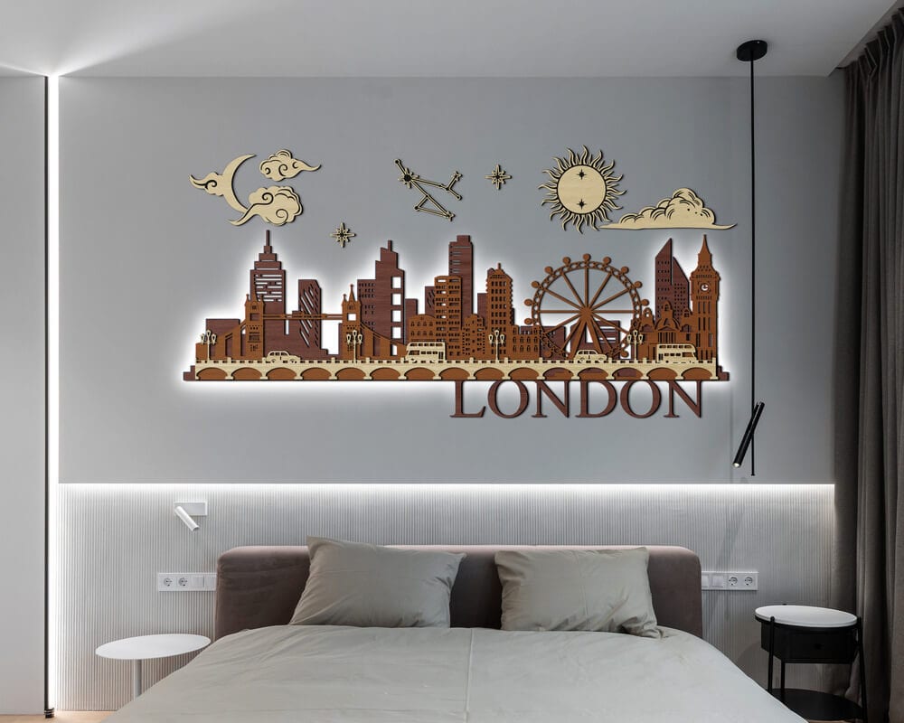 3D LED Wooden City - London