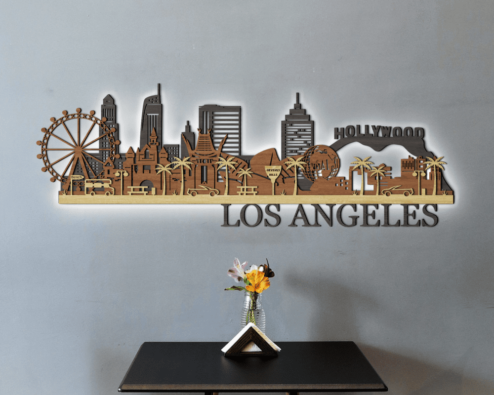 3D LED Wooden City - Los Angeles