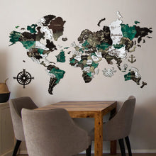 Load image into Gallery viewer, 3D Colored Wooden World Map (Perfect World) - Emerald Green
